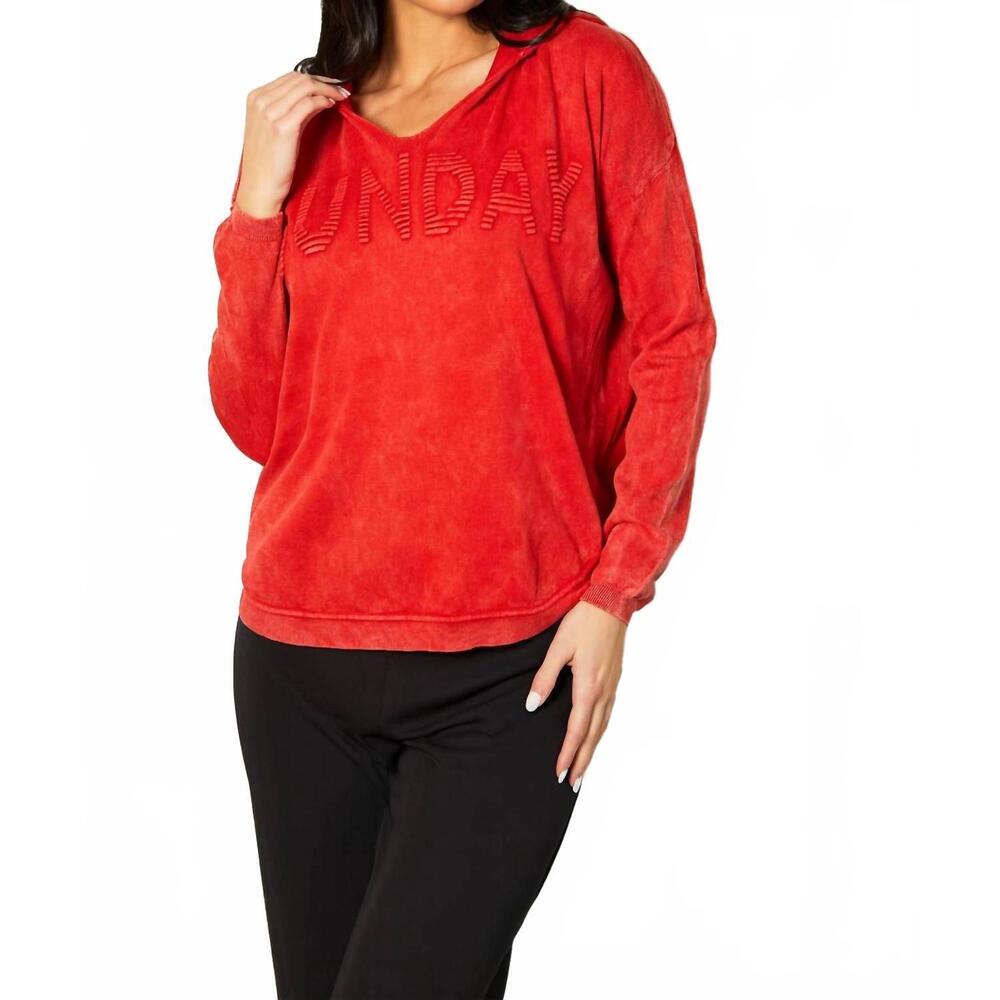NEW ANGEL APPAREL "sunday" hoodie pullover top in red